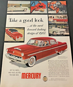 Red 1953 Mercury Monterey Custom - Vintage Original Color Print Ad Wall Art