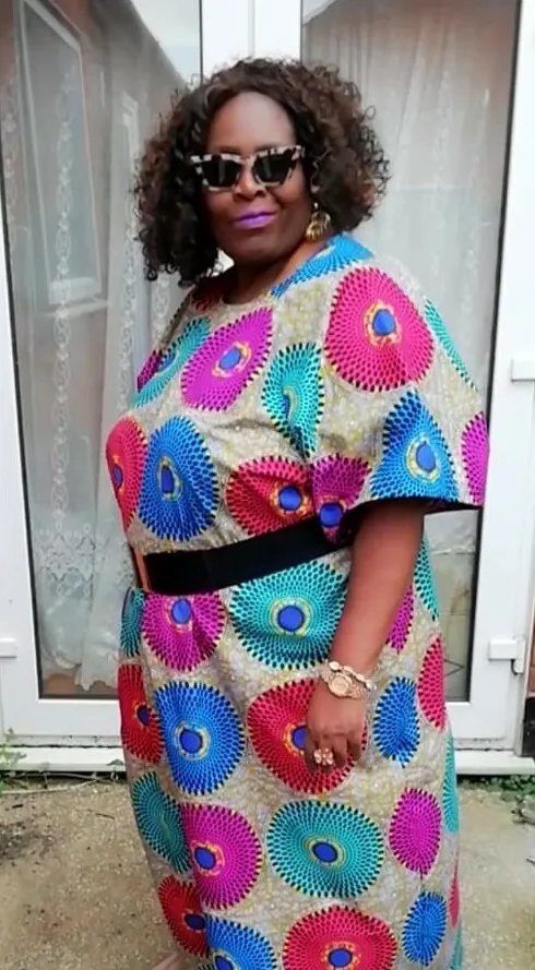Ladies African print plus Size 22 24 26 28 30;32 kaftan dress .
