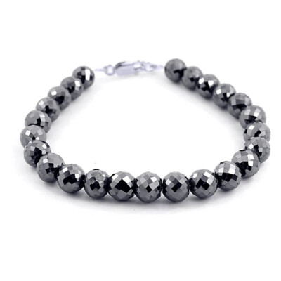 8 mm Black Diamond Bracelet 7.00 Inches Quality AAA Earth Mined Certified