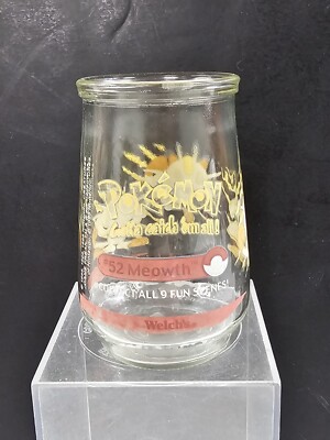 Welch s Pokémon #52 Meowth Drinking Glass 1999 Nintendo Grape Soda Wear LOOK