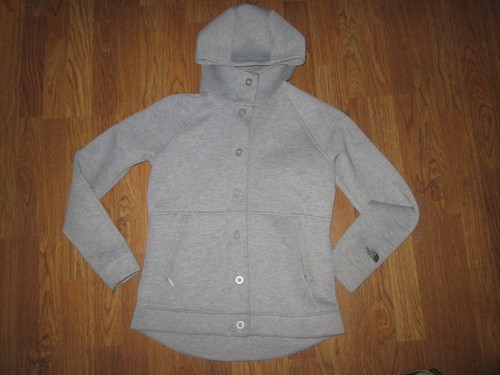 Womens THE NORTH FACE snap up heavy weight hooded sweatshirt jacket sz M Md Med