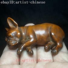2.7 Inch Boxwood hand carved lovely dog Figure statue netsuke collectable Gift