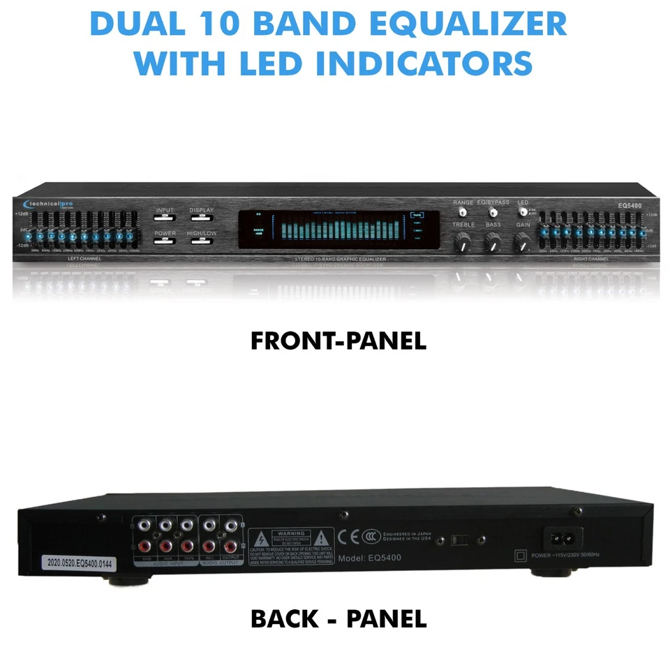 TPro Professional Dual 10 Band Equalizer with Individual LED Indicators - Image 2 of 4