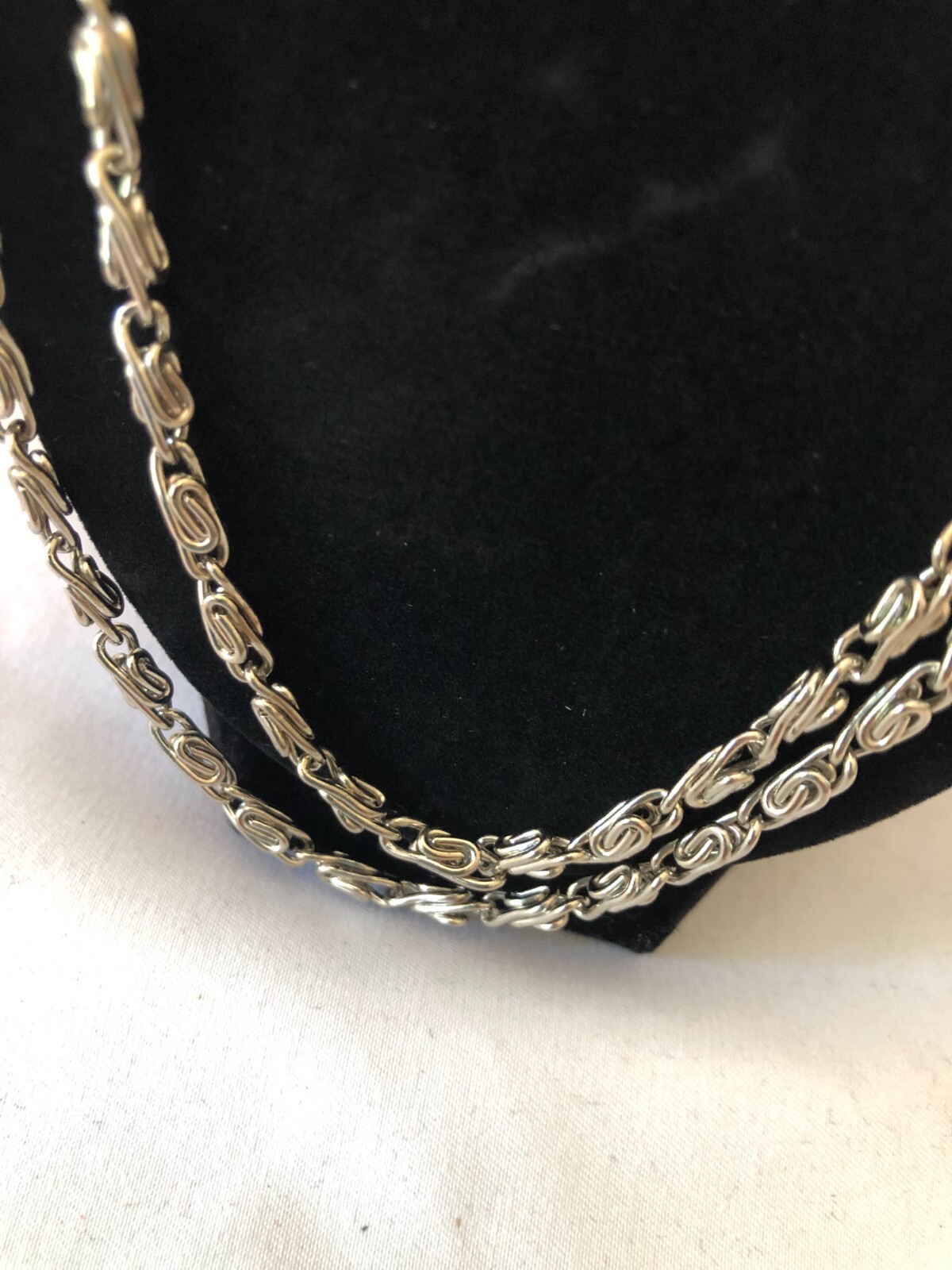 Vintage Two Layer Long Silver Chain Necklace - image 2