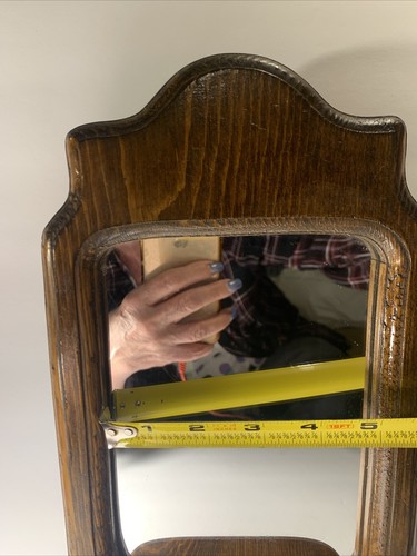 Vintage Rustic Wooden Wall Mirror with Shelf~Cabin~Entry~Handsome~Gift~16x7" - Picture 12 of 12