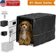 Traditional 22-Inch Black Dog Crate Cover for Anxious Dogs - Easy Access Flaps