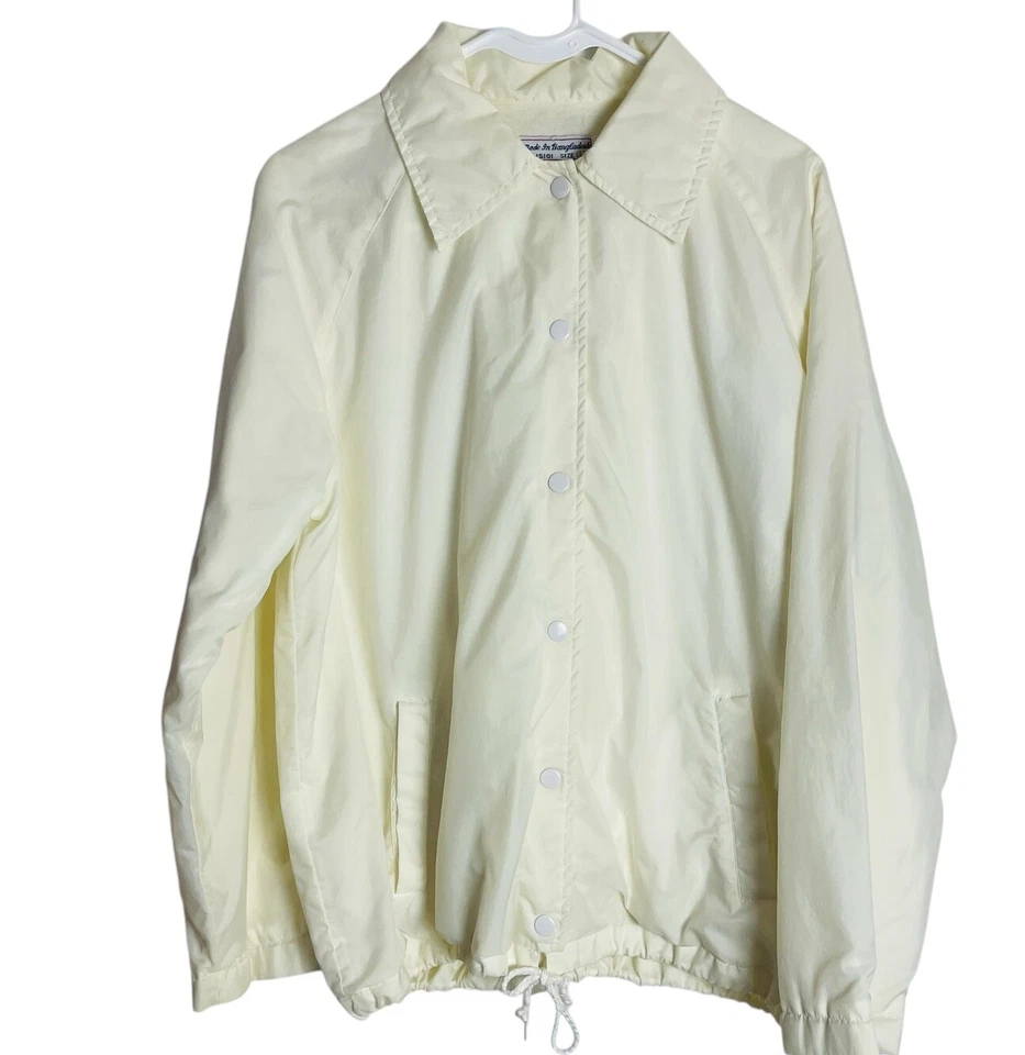 Chaqueta cortavientos vintage Ford Federation para hombre L blanca forrada de nailon frontal a presión Foto 2 de 4