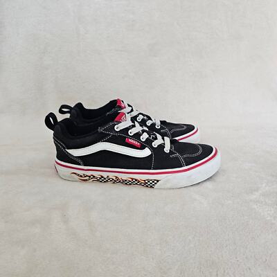 Vans Filmore Black and White Flame Check Sidewall Kids Size 3 Skate Shoes