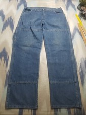 Dickies Jeans Double Knee Mens size 38x34 Relaxed Carpenter Painter Blue Denim