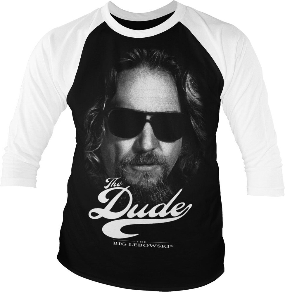 Бейсбольная футболка The Big Lebowski The Dude II с рукавом 3/4 Бело-черная