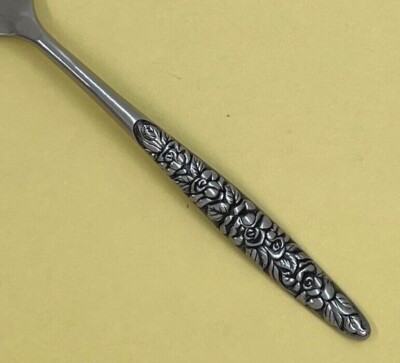 INTERPUR GALICIA STAINLESS FLATWARE EMBOSSED BLACK ACCENT FLORAL JAPAN - CHOICE