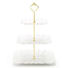  3 Tier Cupcake Stand, Plastic Tiered Serving Stand Dessert Tray for Tea 