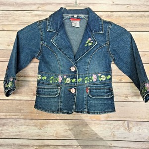 Levis Jeans For Girls Red Tab Jean Jacket Embroidered Flowers Size 3T | eBay
