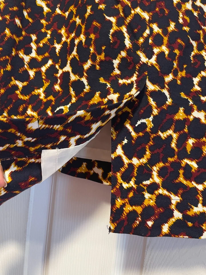 Falda MERONA L 14 Cintura 36 Largo 20 Blanco/Multi Animal Estampado Bolsillos Foto 4 de 4