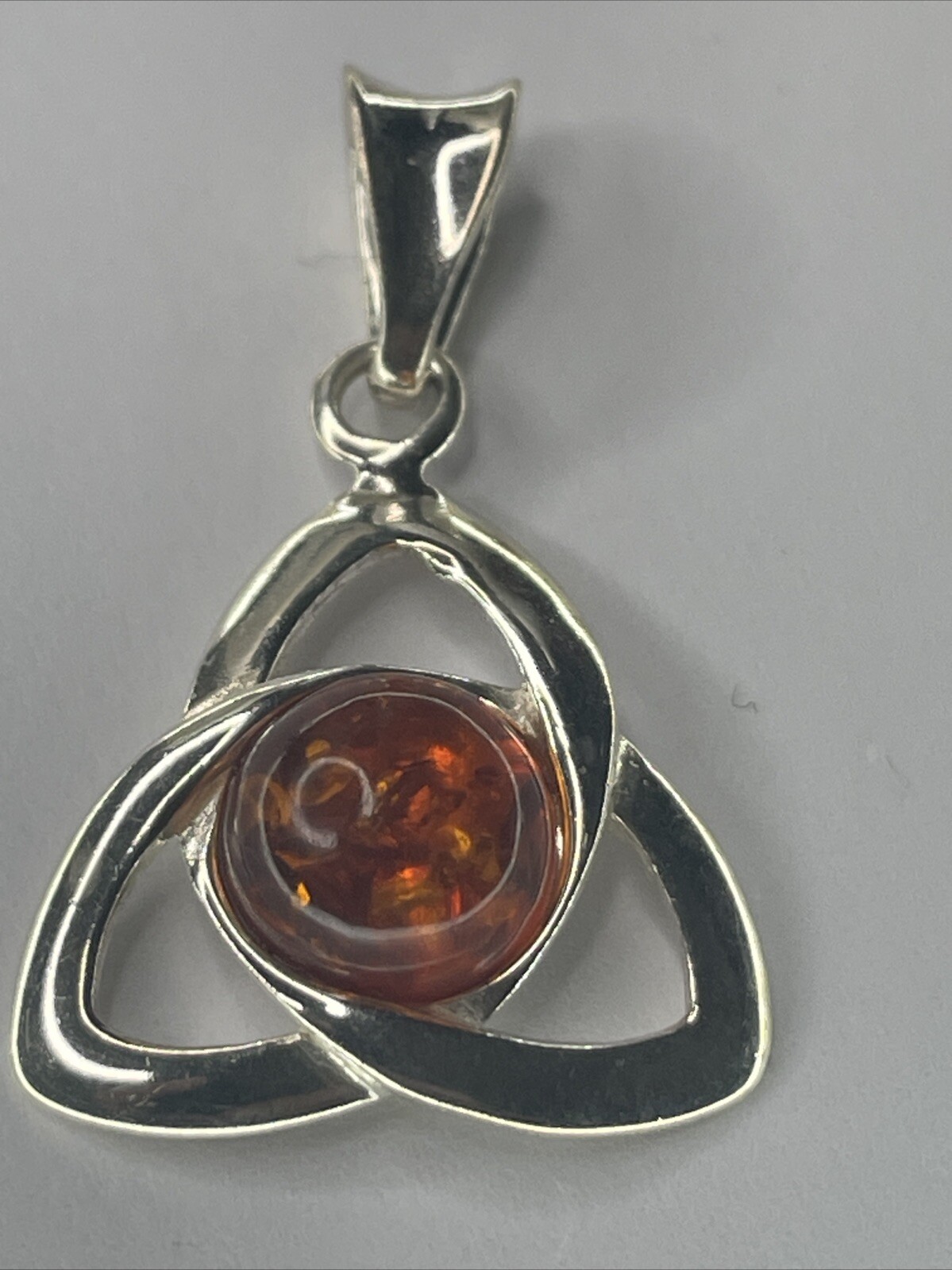 Solid Sterling Celtic Amber Pendant - image 1