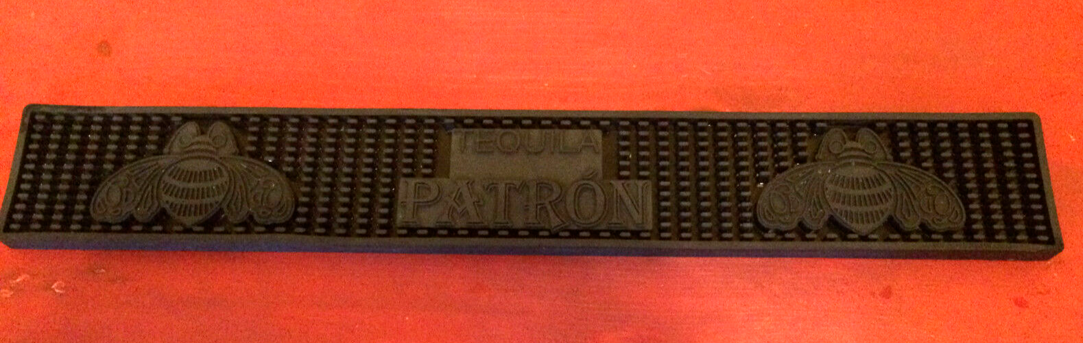 Patron Tequila Logo Long Rail Rubber Bar Mat - Nice Used Condition!!