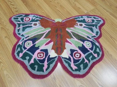 Tibetan Butterfly Rug Shape Handmade Kids Boho Rug Aesthetic Rug 2x3 Ft