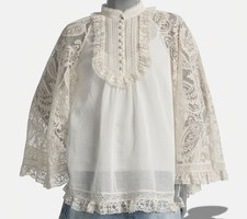 Zimmermann Women's Beige Ascension Lace Yoke Tunic Top Size 10