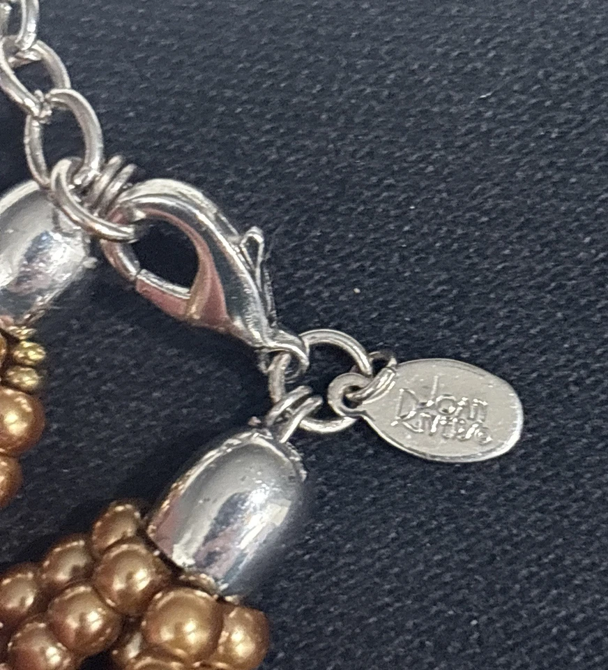 Collar Joan Rivers Starlet Flor Marrón Declaración Cuentas Tono Dorado Racimo Foto 4 de 4