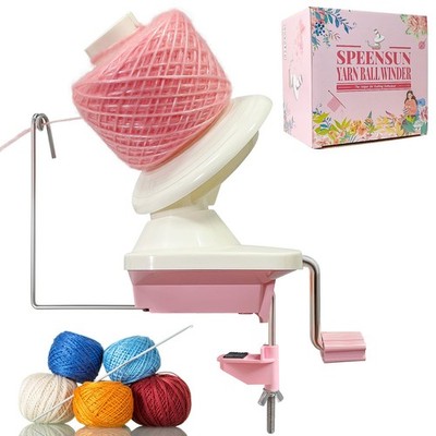 SPEENSUN Yarn Winder for Crocheting, Small, White-Pink (Capacity 3.5oz) 
