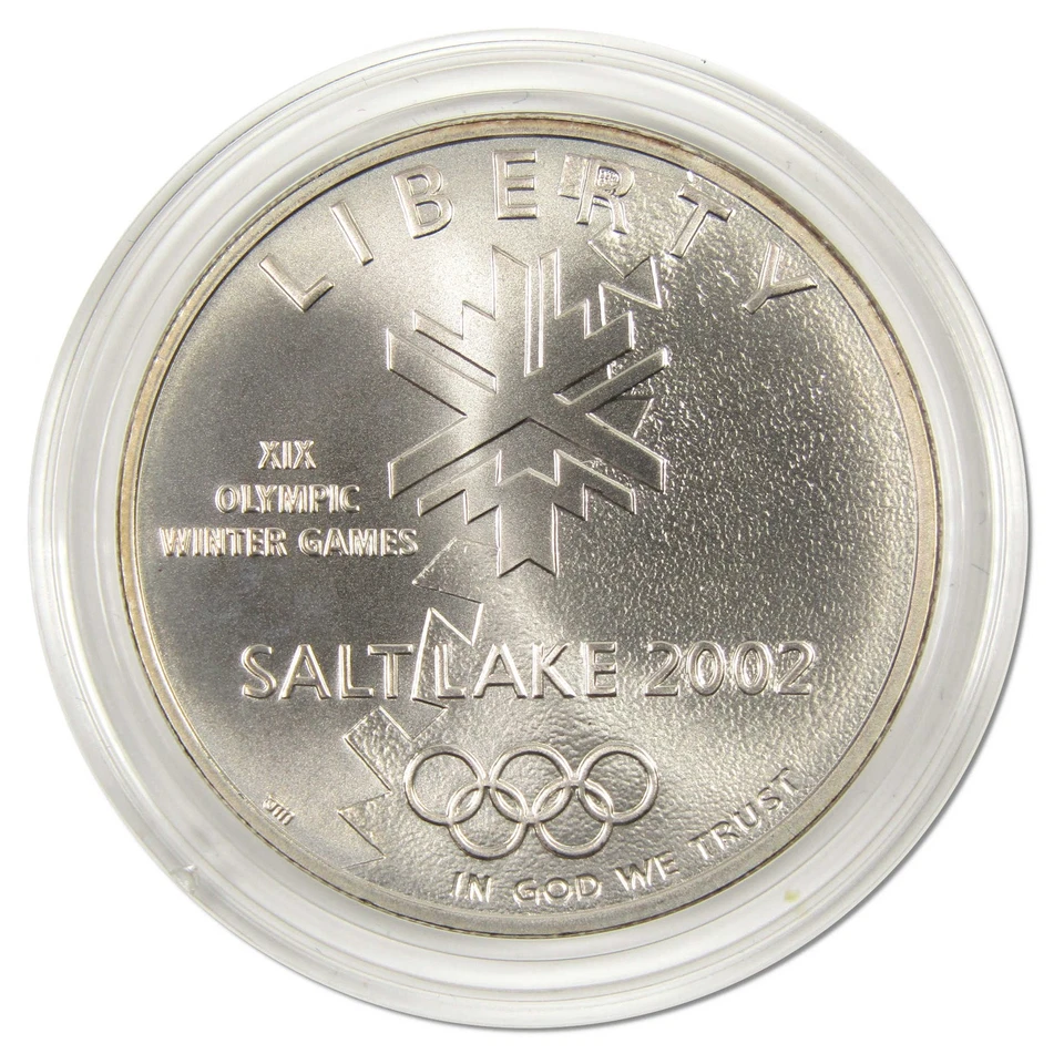 Salt Lake City Olympic Games Commemorative 2002 P BU Silver $1 OGP COA - Image 2 of 4