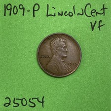 1909-P Lincoln Wheat Cent 1c Very Fine Penny VF See Pictures
