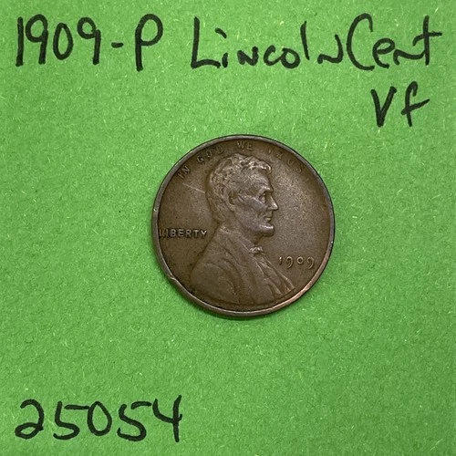 1909-P Lincoln Wheat Cent 1c Very Fine Penny VF See Pictures