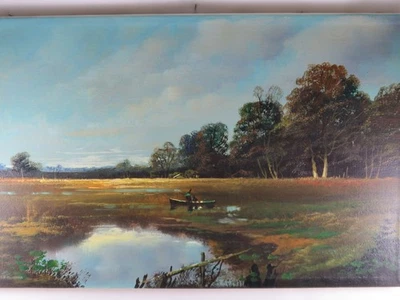 Ölgemälde Landschaft, Leinwand auf Keilrahmen, 40 cm x 25 cm, signiert - Bild 1 von 4