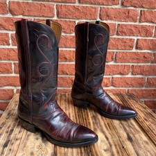 Lucchese Classics Handmade Black Cherry Leather Western Cowboy Boots Womens 10 A
