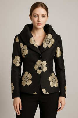 Armani Collezioni Floral Jacquard Evening Jacket Women s Small Made in Italy