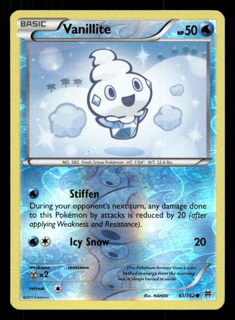 Vanillite 43/162 BREAKthrough Reverse Holo LP Pokemon