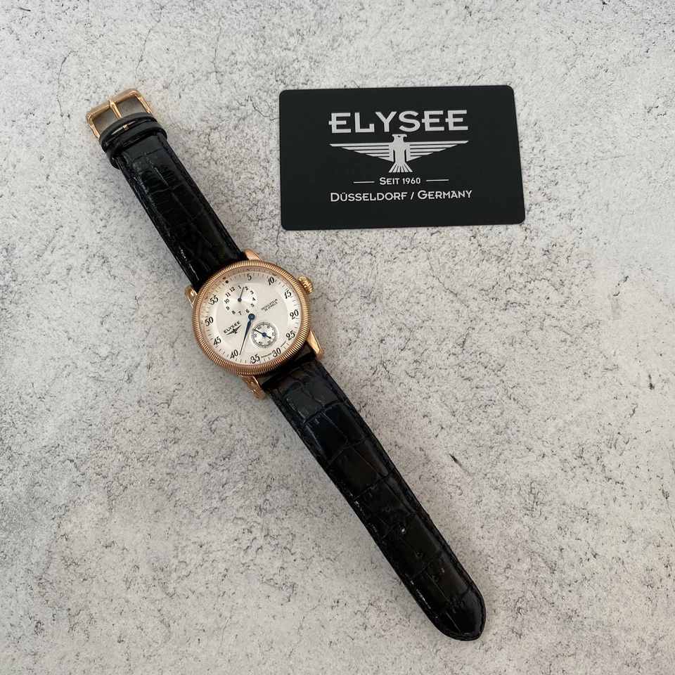 Автоматические часы Elysee Regulateur гильошированный циферблат розовое золото - карты - Изображение 2 из 4