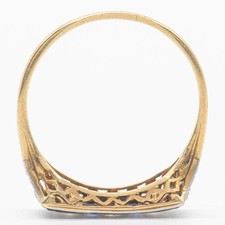 Gr. 56 - Art déco Saphir & Diamant 0,13 ct. Gelb- & Weißgold 750/18K Ring