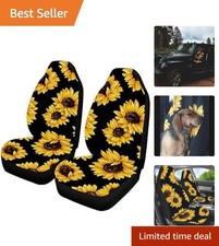Car Front Seat Covers, Universal Sunflower PrintingCar Seat Protector Seat Cu...