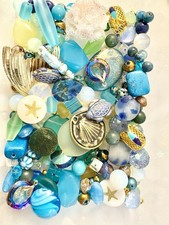 Beach Blue BEAD MIX for Jewelry Making - Glass, Gemstone, Boho, Sea Glass