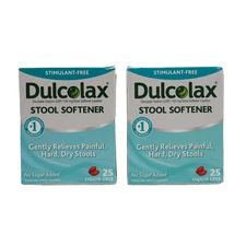 2 PACK Dulcolax Stool Softener Laxative Gel Capsules - 25ct Each EXP 02/2026+