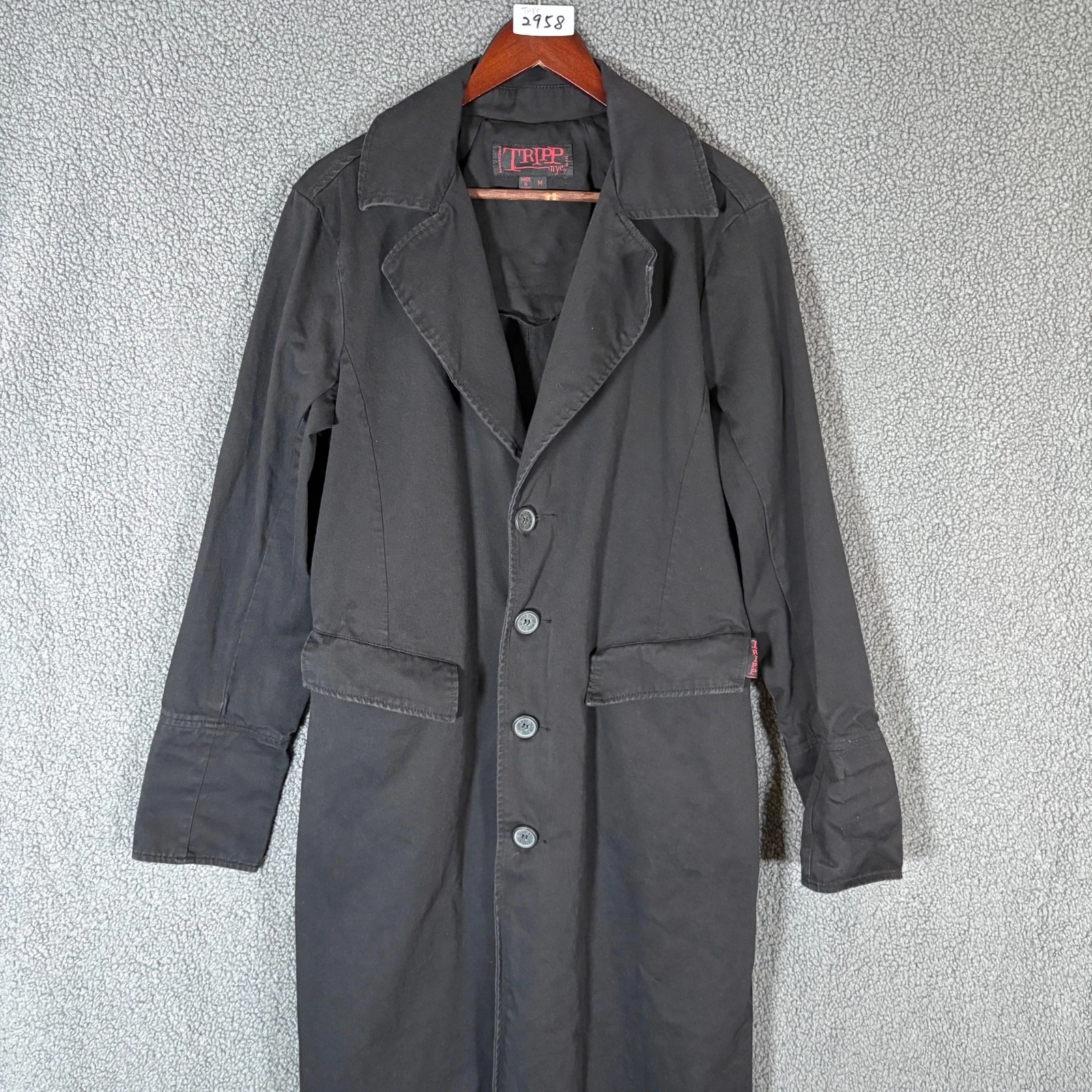 Tripp NYC Cotton Trench Coat - Men's Size M - Black - product detail image 1