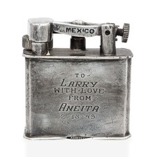 Vintage Sterling Silver Mexico Engraved Table Lighter