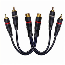 RCA Splitter 1 Female to 2 Male, RCA Cable Y Splitter Adapter, 2 Pack