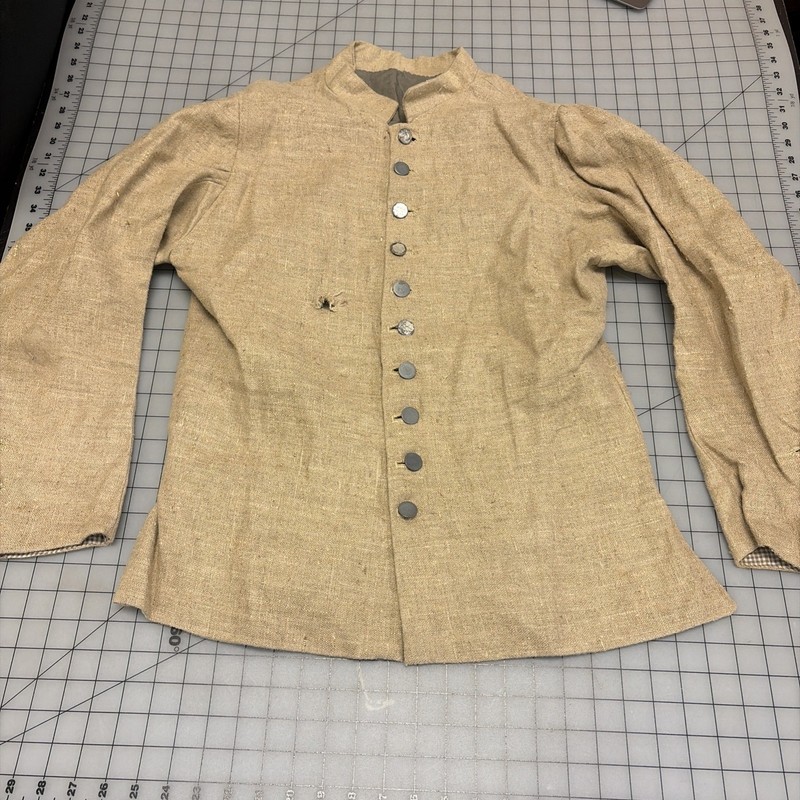 Repro. 18th Century rough Linen lower-class Sleeved WaistCoat, SZ 38" chest.