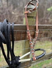 Bitless Hackamore Rawhide Bosal and Mecate Rein Complete Set New Horse Tack
