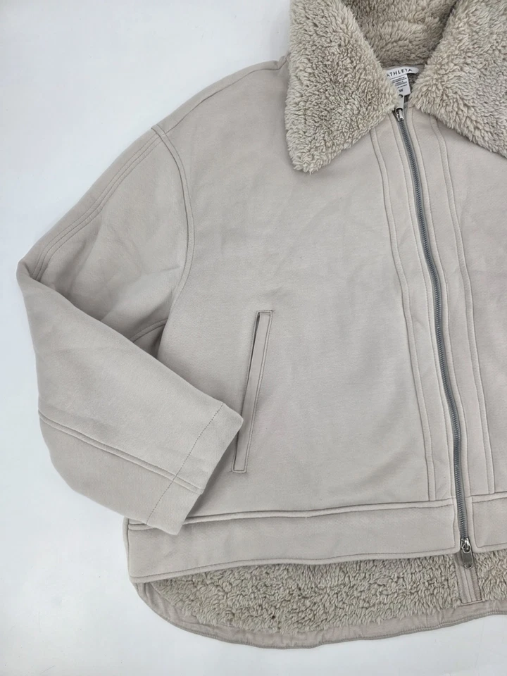 Chaqueta Sherpa Athleta Gris Claro Para Mujer Westbound Talla 3XL Foto 2 de 4