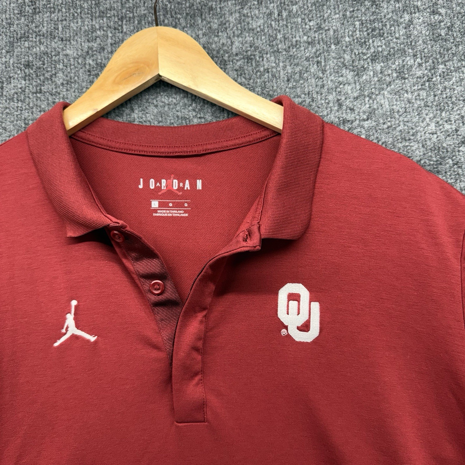 Oklahoma Sooners Jordan Polo Shirt Size L Red Jumpman Nike Short Sleeve thumbnail 3