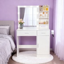 Makeup Vanity Desk with Mirror and 3-Color Lights,4 Drawers,Best Gift for Girls