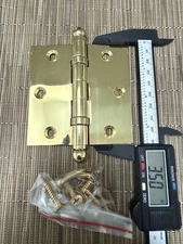 Polished Solid Brass Door Hinge Ball Bearings 3.5"x3.5 " with Ball Tip