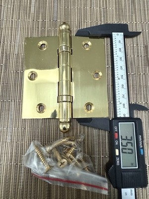 Polished Solid Brass Door Hinge Ball Bearings 3.5''x3.5 '' with Ball Tip x1