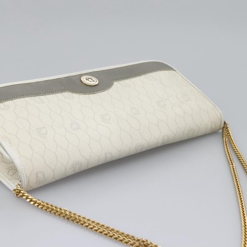 Borsa a tracolla Christian Dior tela nido d'ape catena PVC pelle bianca originale KD140 - Foto 7 di 24