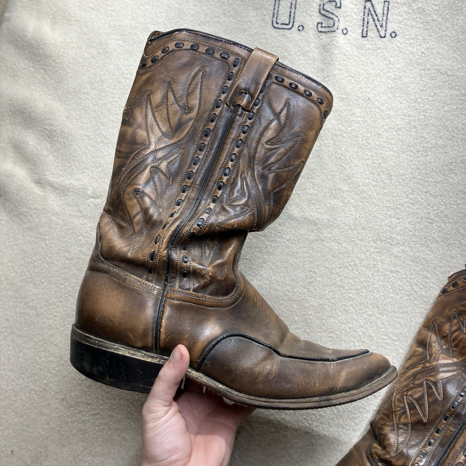 Vintage 60s 70s ACME Leather Western Cowboy Boots Men… - Gem