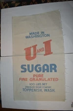 Vintage U And I Sugar Sack. 100 lbs. Toppenish, Washington