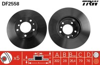 2X Bremsscheibe TRW DF2558 FüR BMW E34 E32 7Er 5Er Touring 540 730 735 740 750